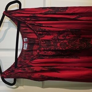 Red and Black Flowy Blouse